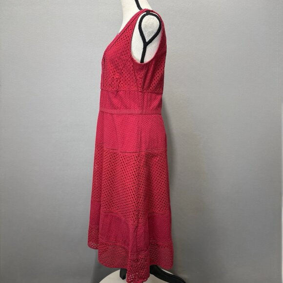 Ann Taylor Midi Dress Womens 10 Cotton Eyelet Lace Crochet Cottagecore Boho Sun - Picture 2 of 9